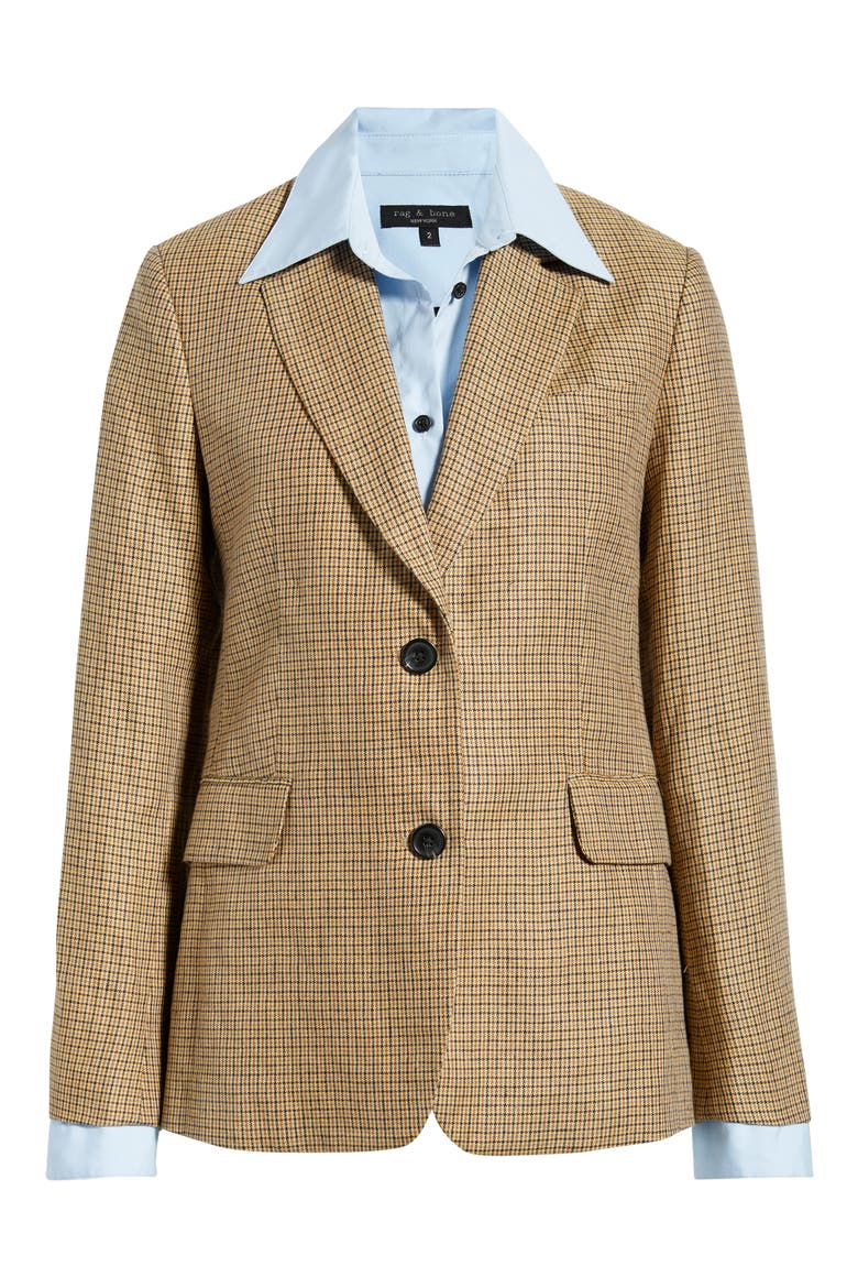 Frank Plaid Linen Blazer with Poplin Bib, Alternate, color, TAN PLAID