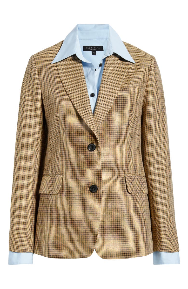 rag & bone Frank Plaid Linen Blazer with Poplin Bib, Alternate, color, Tan Plaid