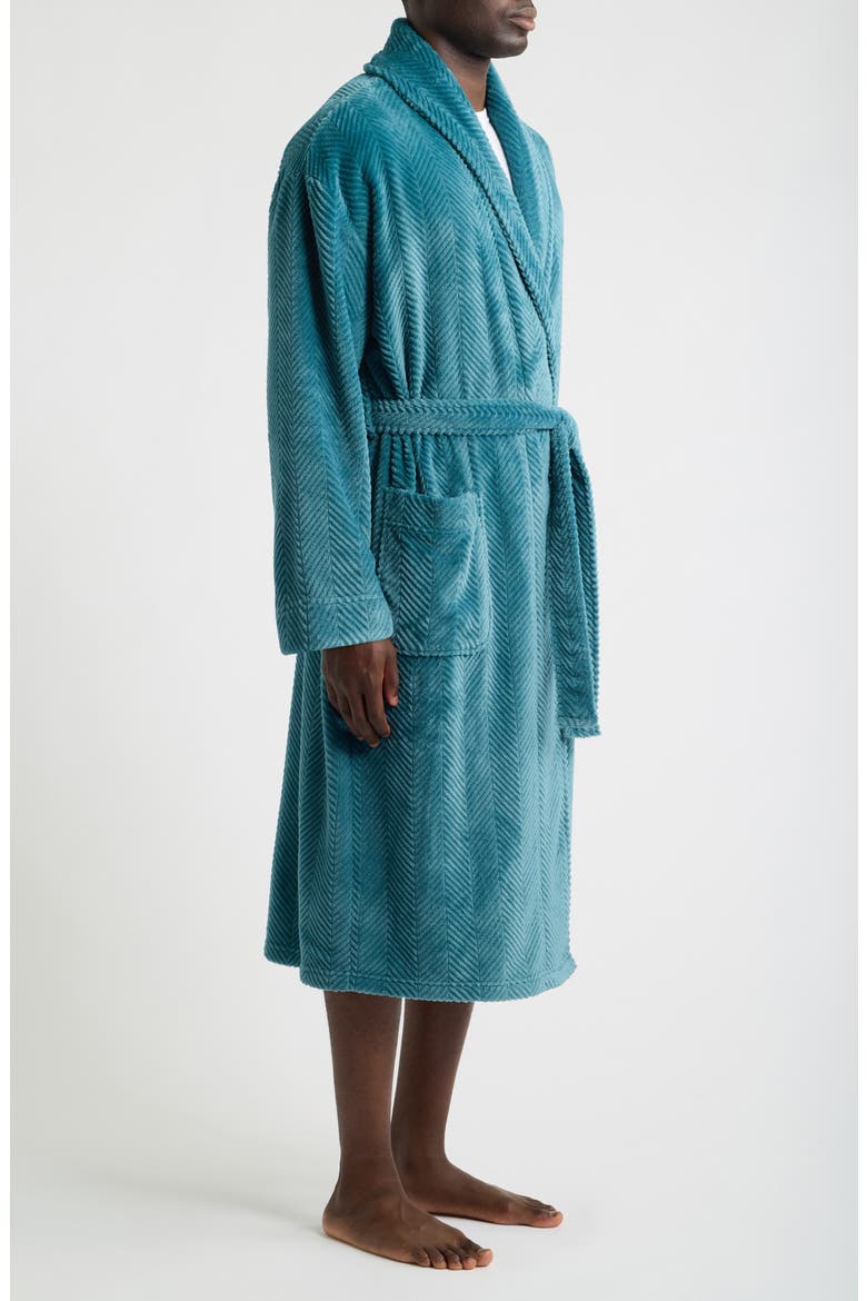 Textured Plush Shawl Robe, Alternate, color, HORIZON
