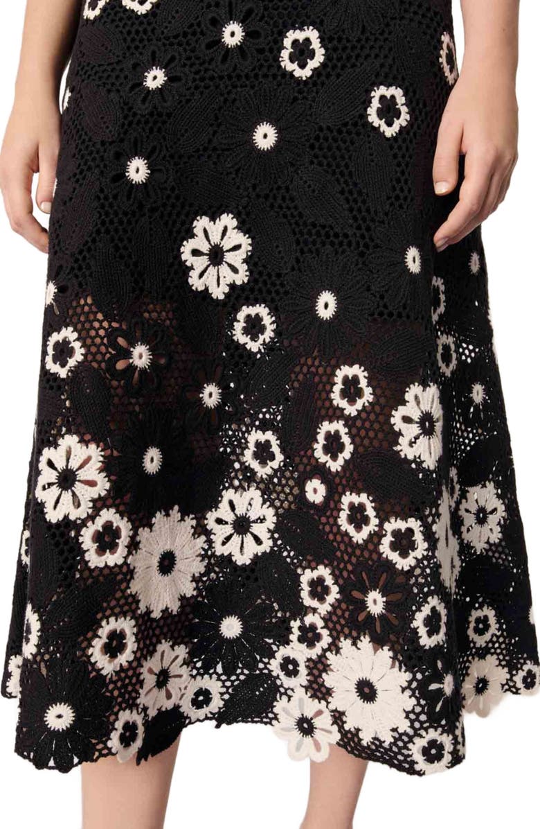 maje Floral crochet maxi dress, Alternate, color, 