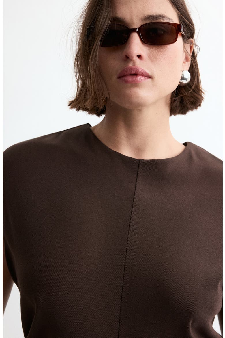 Cotton Jersey Midi Dress, Alternate, color, BROWN