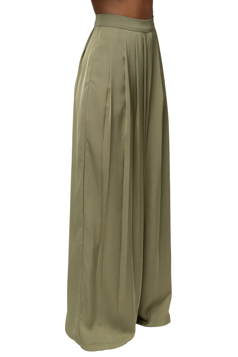 Clara Wide Leg Pleated Trousers, Alternate, color, Olive