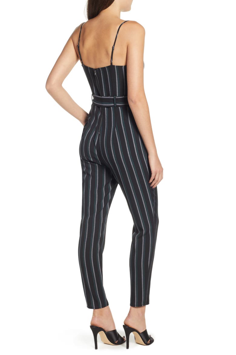 Keyhole Jumpsuit, Alternate, color, BLACK DOUBLE STRIPE