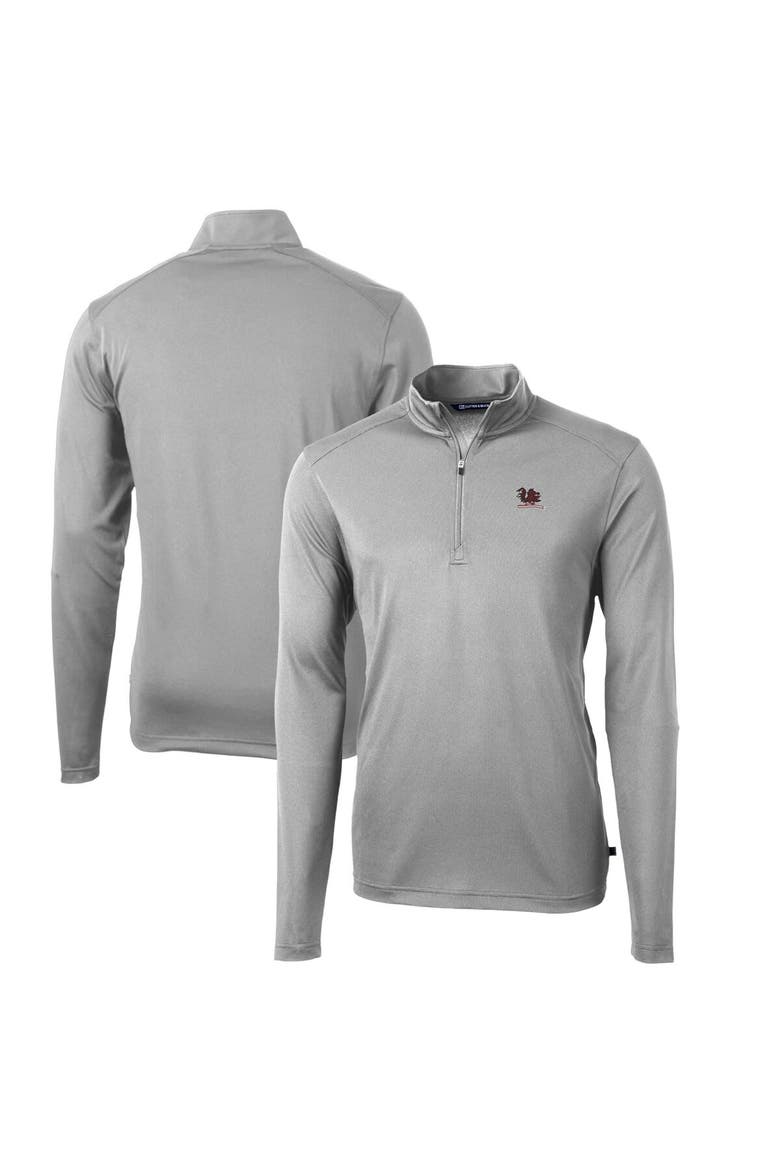 Men's Cutter & Buck Gray South Carolina Gamecocks Big & Tall Virtue Eco Pique Recycled Quarter-Zip DryTec Top, Alternate, color, Gray
