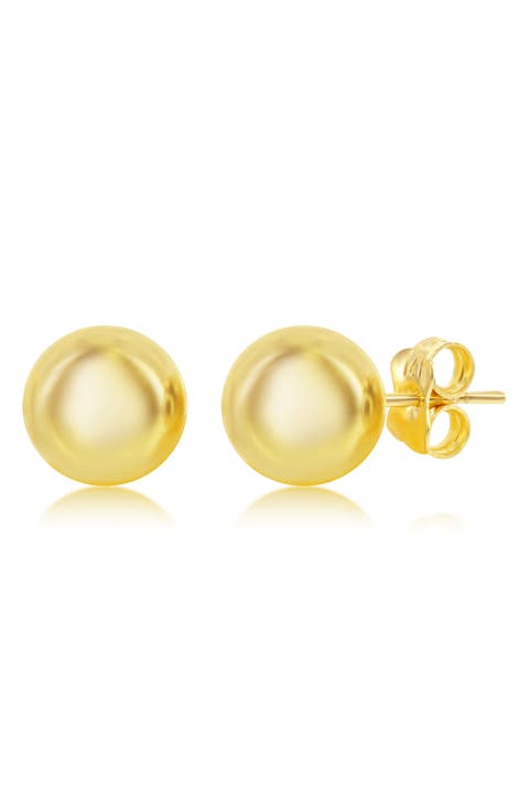 14K Yellow Gold Bead Stud Earrings