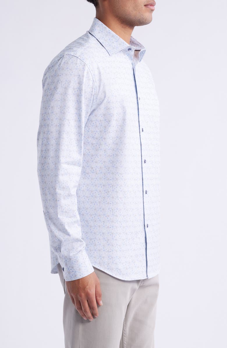 Bugatchi Jimmy OoohCotton<sup>®</sup> Floral Button-Up Shirt, Alternate, color, Air Blue