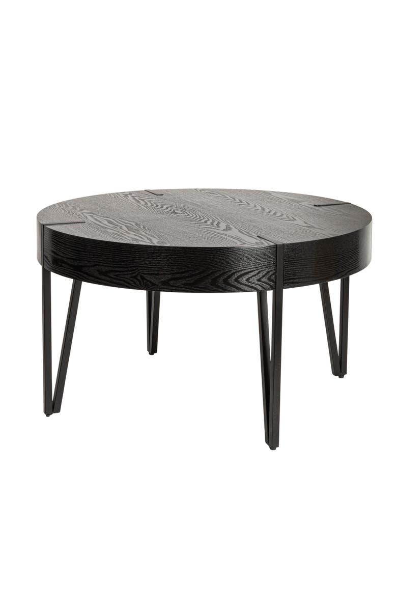 Storied Home Astoria Round Coffee Table with Hairpin Legs, Main, color, Black
