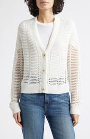 Reiss Star Open Stitch Cotton Blend Cardigan