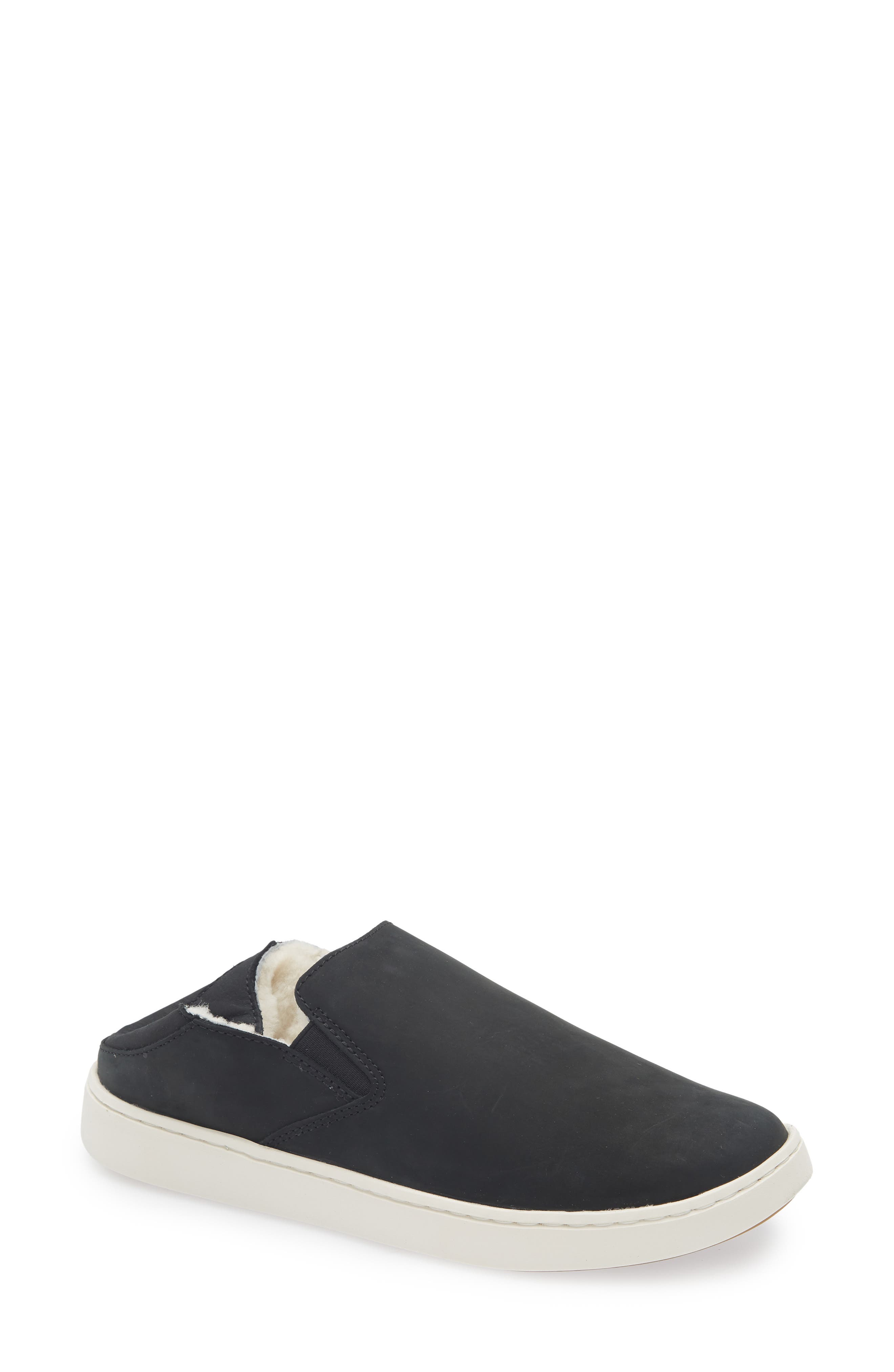 OluKai Pehuea Cozy Waterproof Genuine Shearling Convertible Sneaker, Alternate, color, Lava Rock / Lava Rock