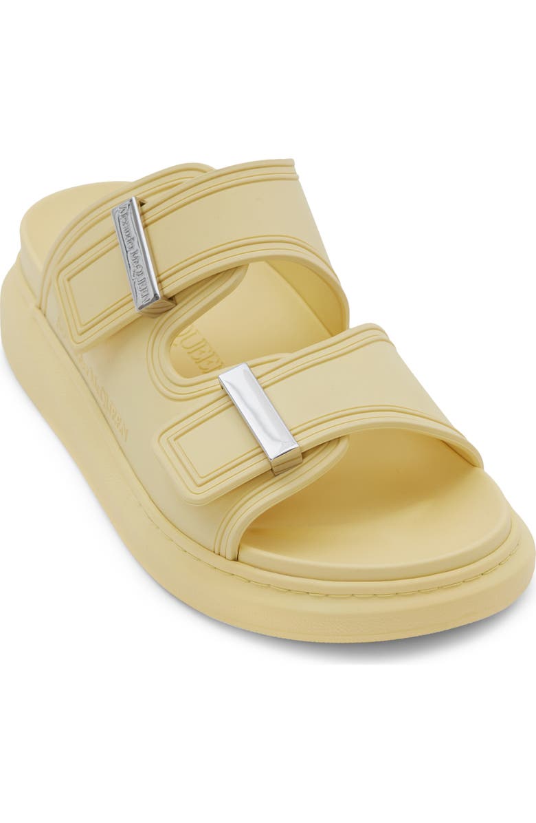 McQueen Oversized Slide Sandal, Main, color, Pale Yellow/ Silver