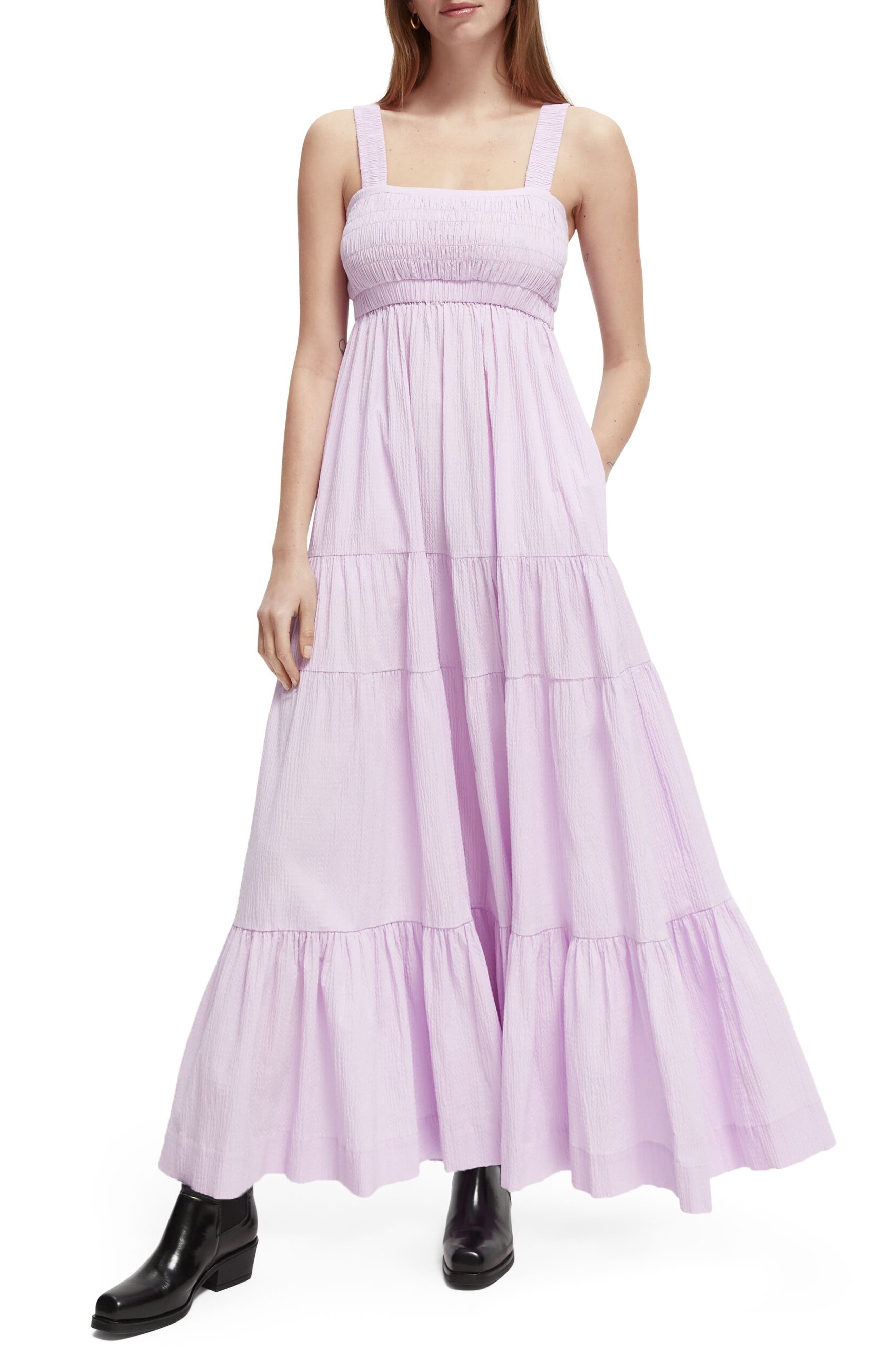 Scotch & Soda Tiered Stretch Seersucker Sundress (Women) | Nordstromrack