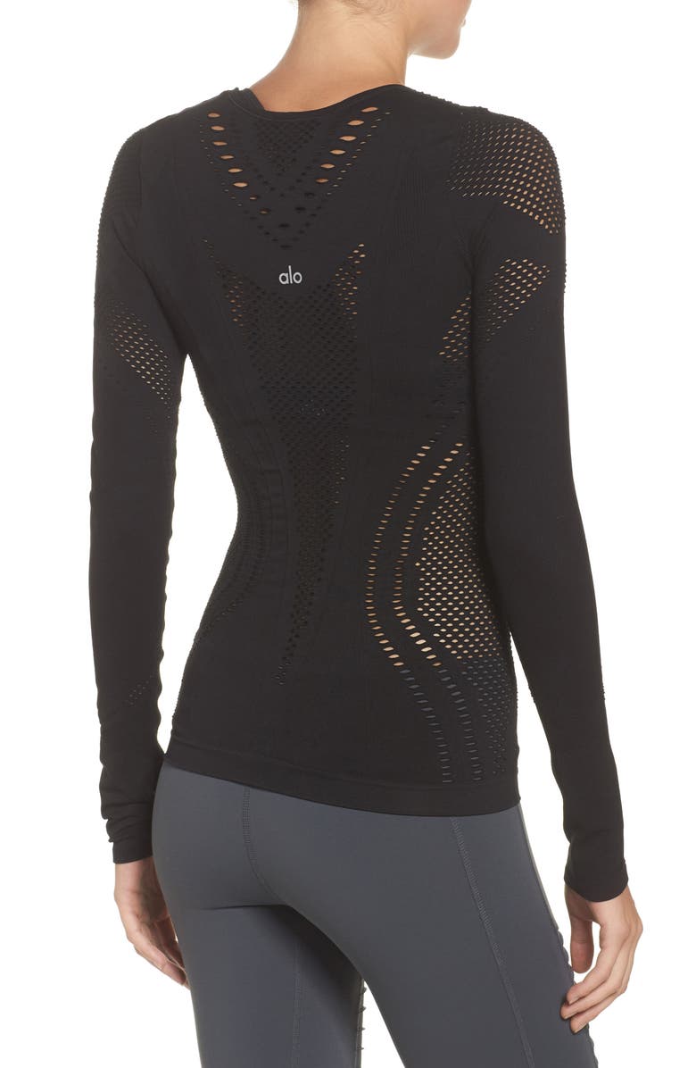 Alo Lark Mesh Inset Long Sleeve Yoga Top, Alternate, color, 
