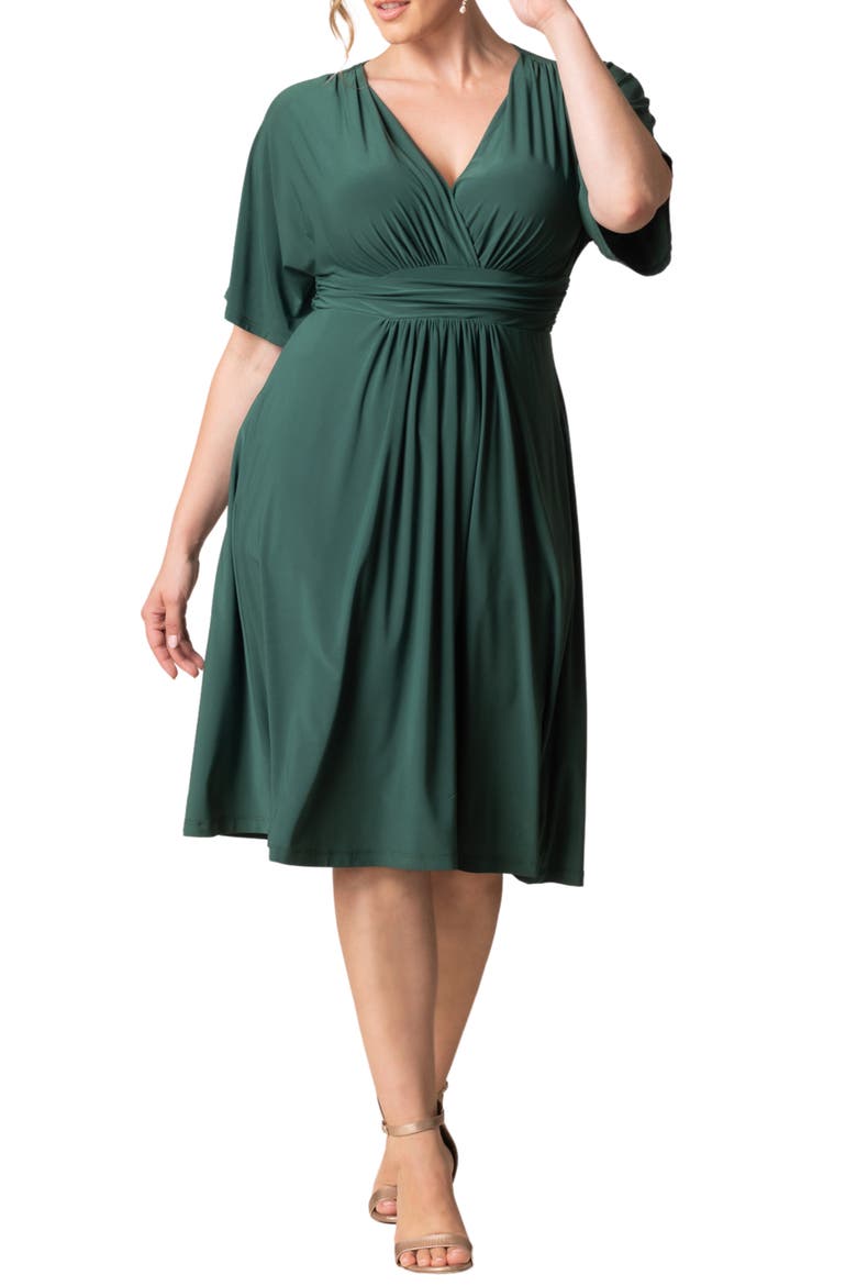 Gia Floral Midi Dress, Main, color, HUNTER GREEN