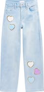 YMI Kids' Chenille Heart Patch Straight Leg Jeans