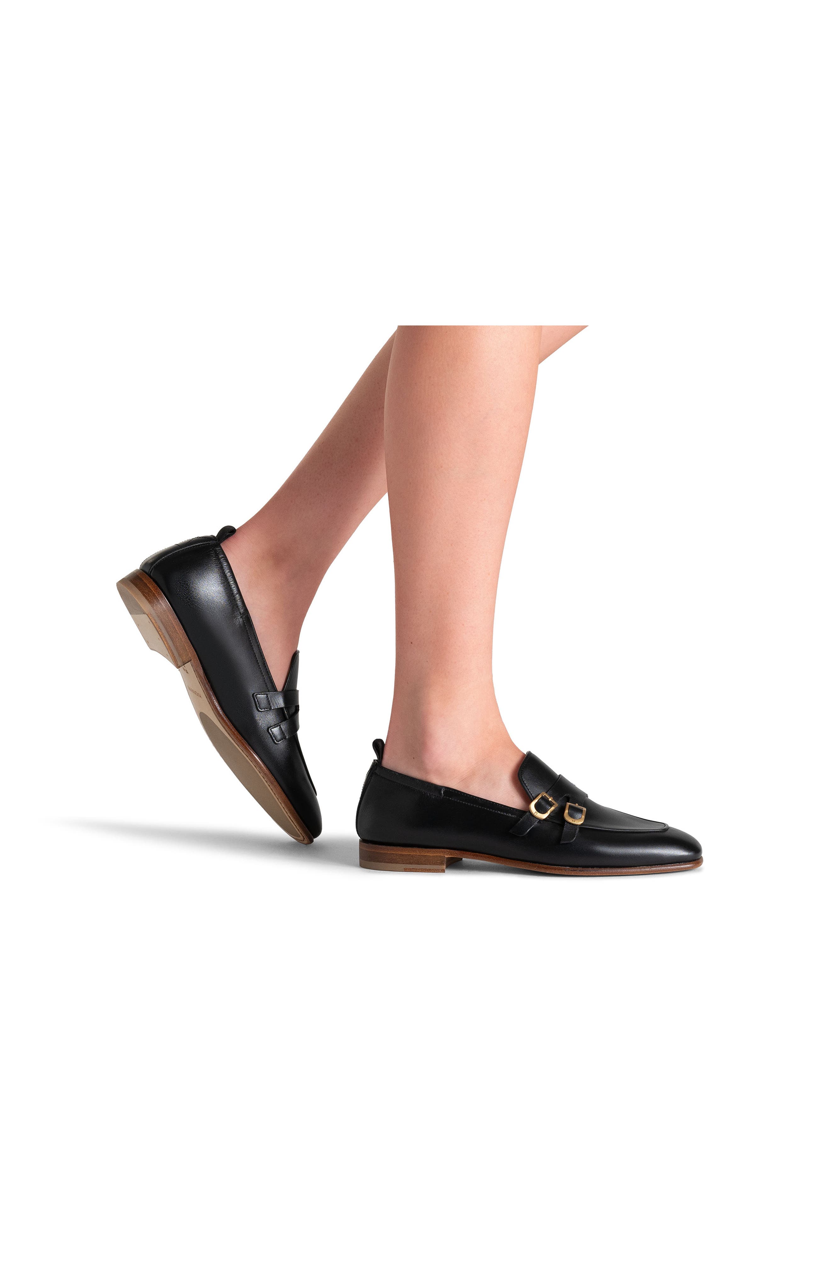 Magnanni Bella Double Buckle Loafer, Alternate, color, Black