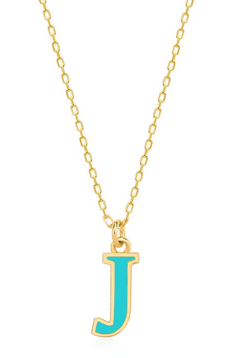 Vacay Dreamy Collection 14K Gold Plated Sterling Silver Turquoise French Enamel Initial Necklace