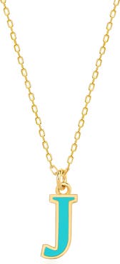 GABI RIELLE Vacay Dreamy Collection 14K Gold Plated Sterling Silver Turquoise French Enamel Initial Necklace