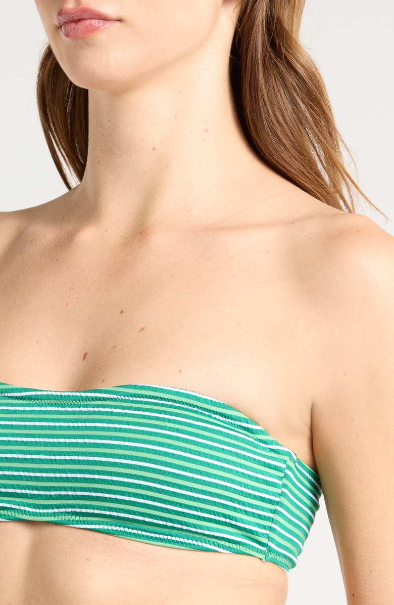 PacSun Emily Stripe Bandeau Bikini Top, Alternate, color, Green White Striped