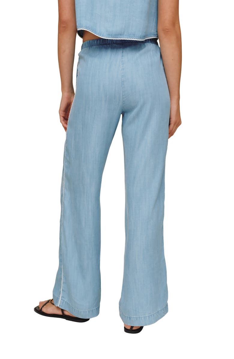 Bella Dahl Scallop Trim Wide Leg Chambray Pants, Alternate, color, Ombre Mist Wash