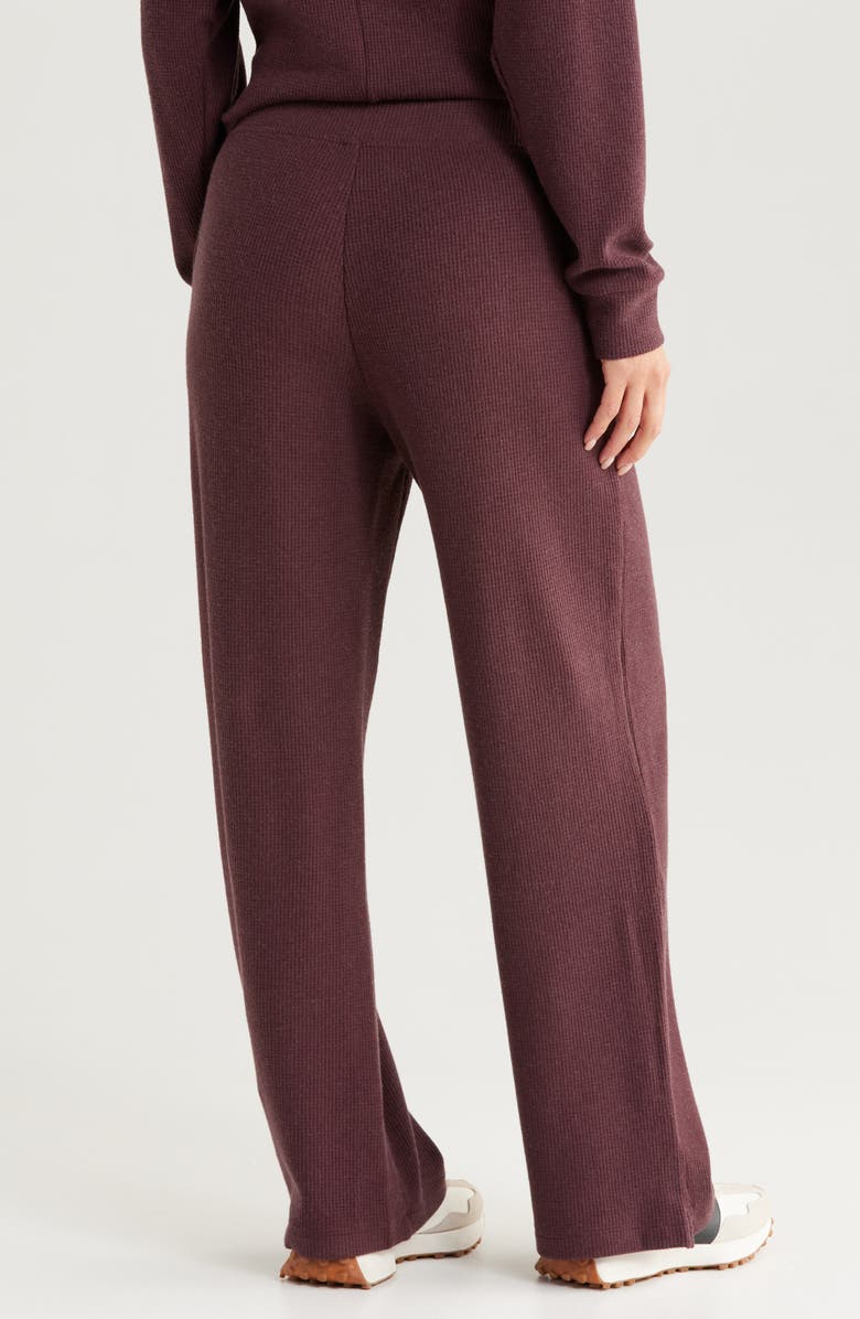 Zella Cozy Waffle Knit Pants, Alternate, color, Burgundy Fudge