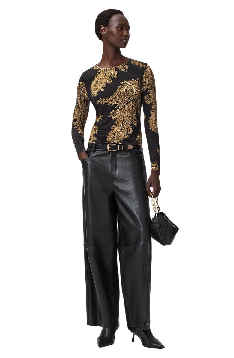 AllSaints Katlyn Paisley Print Knit Top, Alternate, color, Ella Black