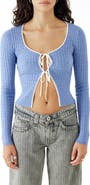 BDG Urban Outfitters Pointelle Tie Front Cardigan