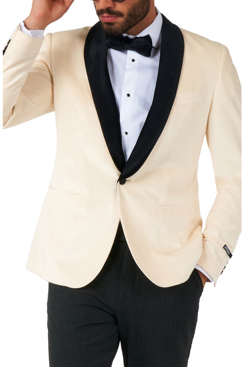 Ivory Champagne Velvet Dinner Jacket, Main, color, WHITE