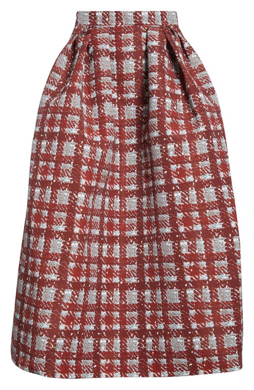 Oscar De La Renta Plaid Textured Faille A-line Skirt In Multi