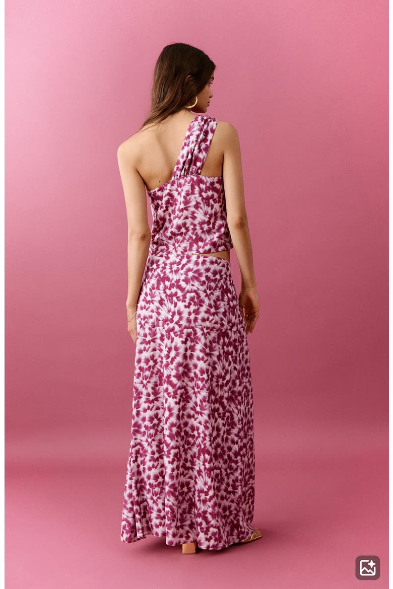 Kids' Gathered Waist Print Maxi Skirt, Alternate, color, PINK