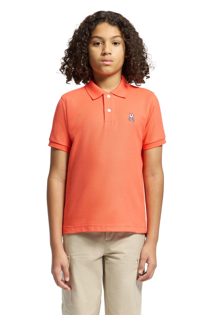 Psycho Bunny Kids' Cotton Piqué Polo, Alternate, color, Hot Coral