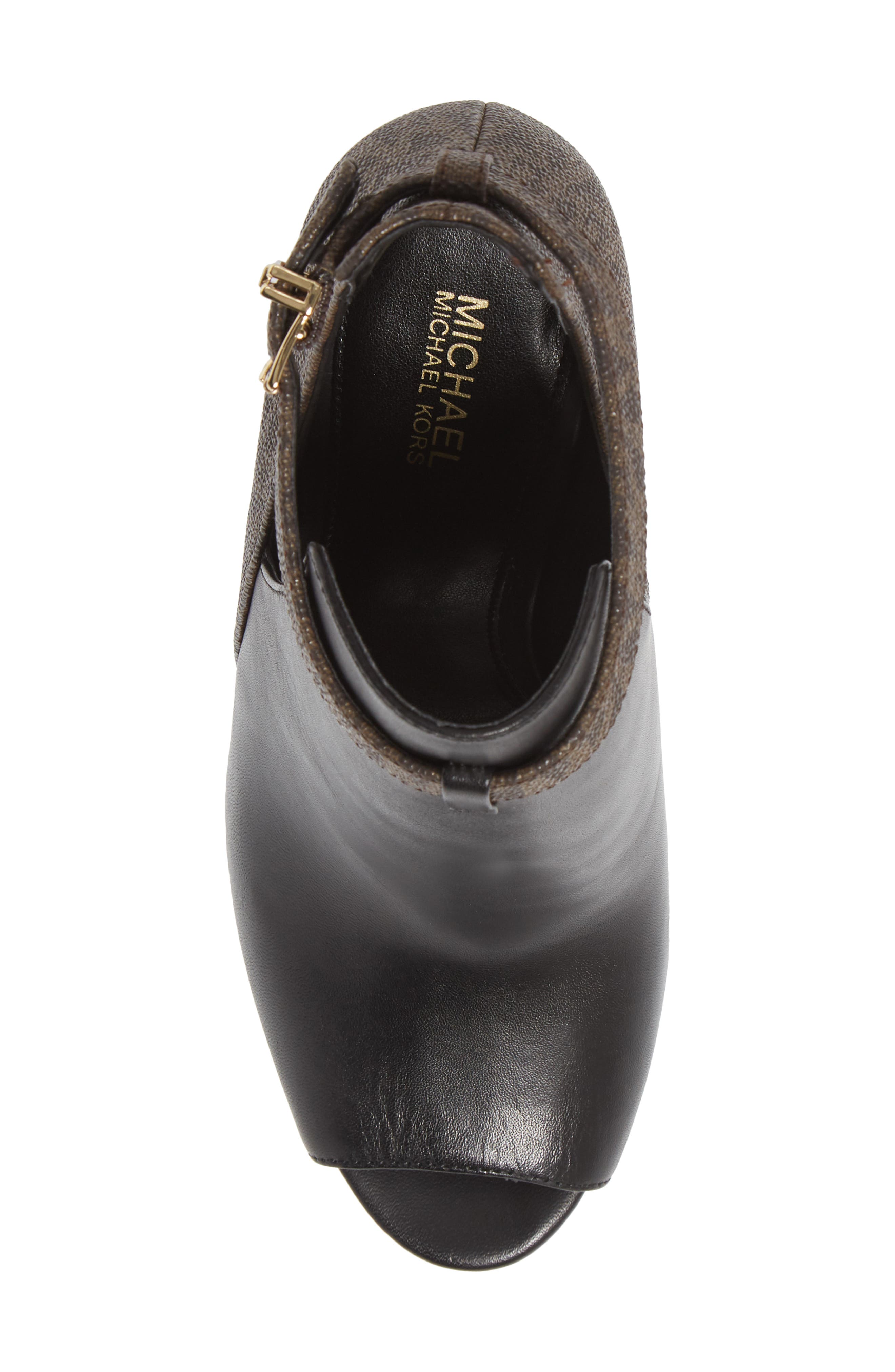 MICHAEL Michael Kors Lawson Open Toe Bootie, Alternate, color, Black/ Brown Leather