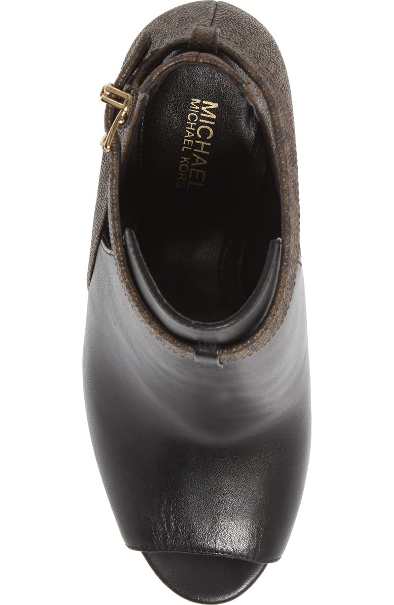 MICHAEL Michael Kors Lawson Open Toe Bootie, Alternate, color, Black/ Brown Leather