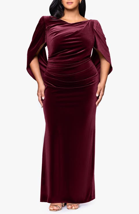 Drape Back Velvet Gown