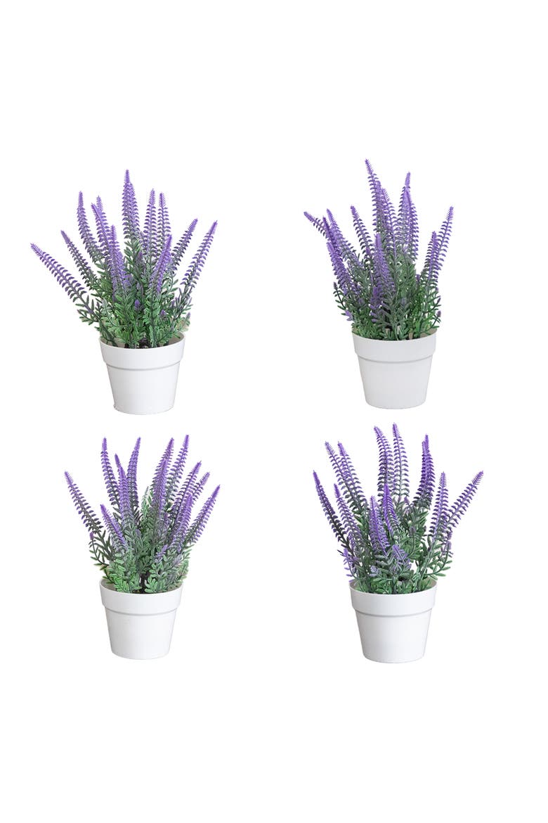 8-in Artificial Lavender Plant in White Pot - Set of 4, Main, color, Purple