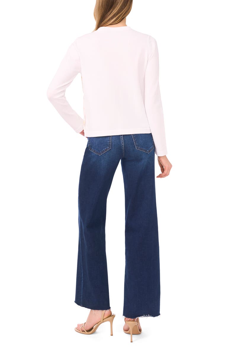 Cassia Floral Mixed Media Cardigan, Alternate, color, BRIGHT WHITE