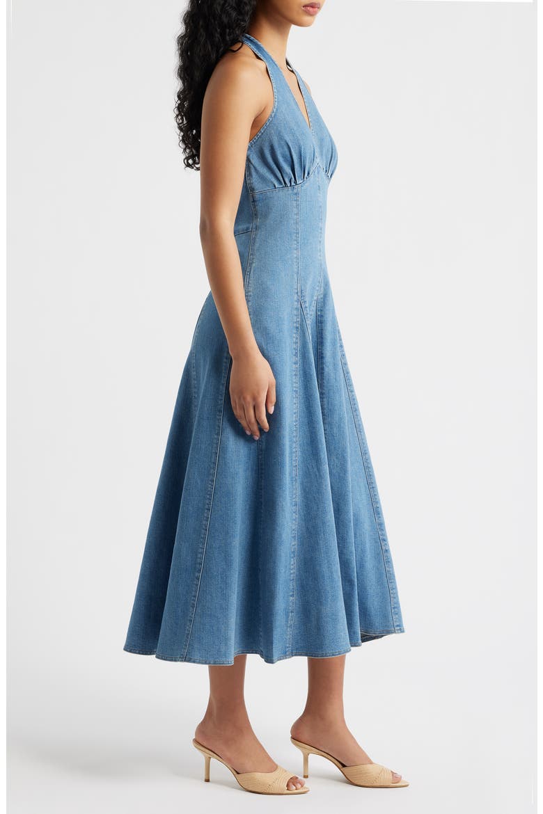 Denim Halter Dress, Alternate, color, MEDIUM DENIM