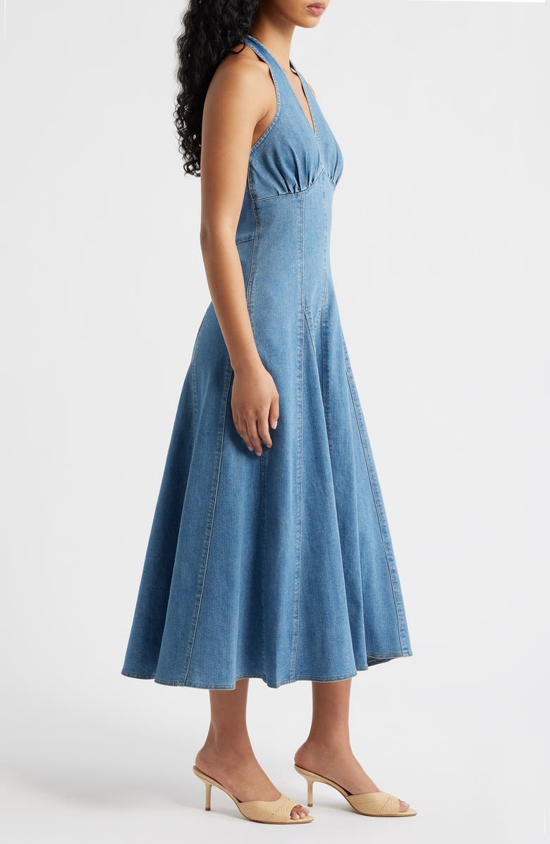 FREEMARKET Denim Halter Dress, Alternate, color, Medium Denim