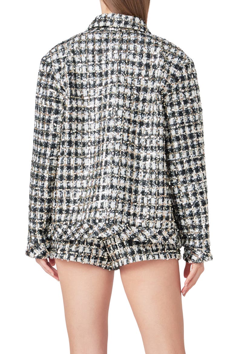 Sequin Check Jacket, Alternate, color, BLACK/ WHITE