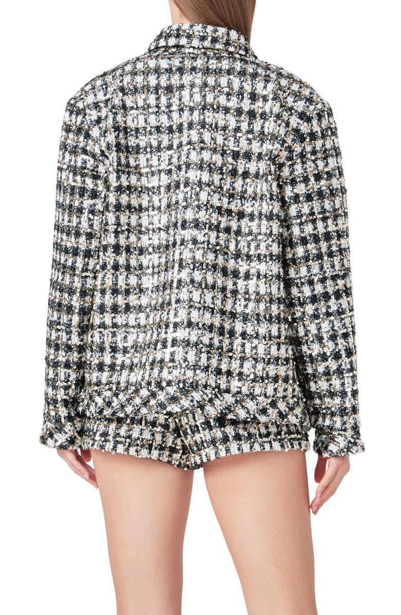 Endless Rose Sequin Check Jacket, Alternate, color, Black/ White