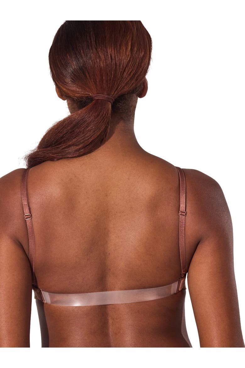 Seamless Clear Back Bra, Alternate, color, dark brown