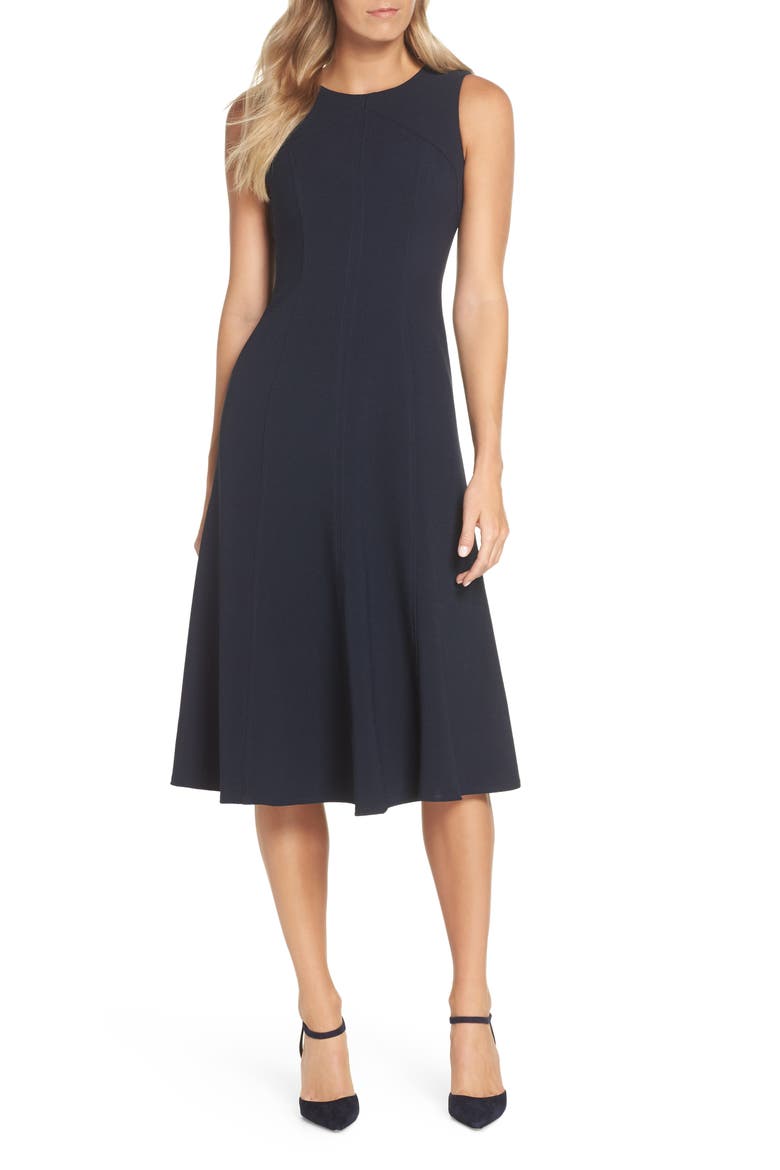 Sleeveless Midi Dress, Main, color, NAVY