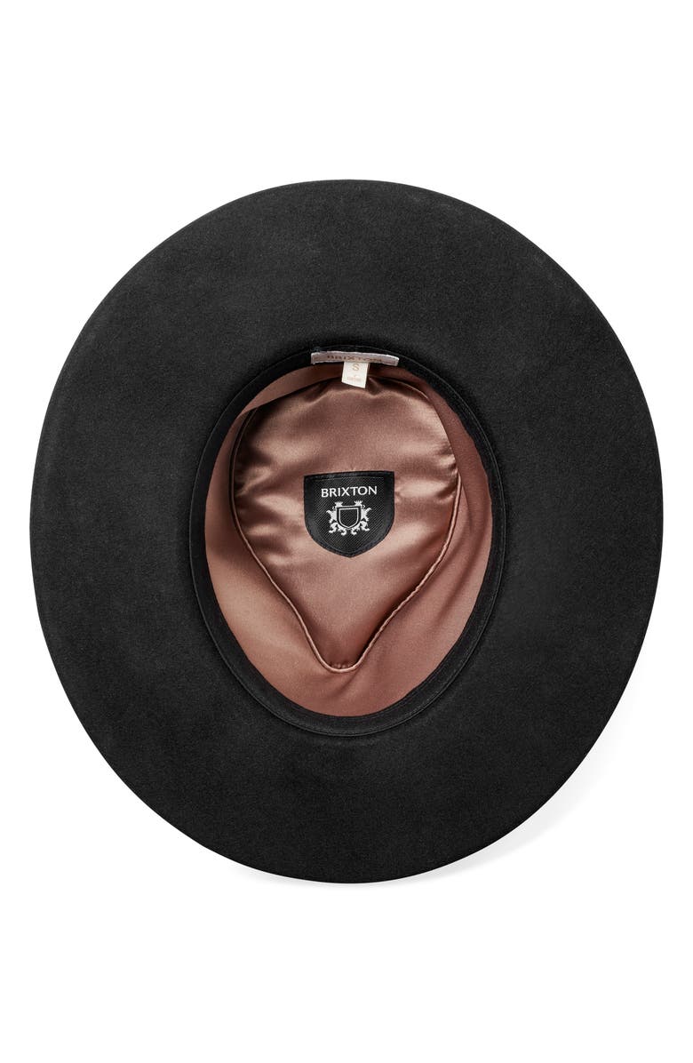 Brixton Victoria Felted Wool Fedora, Alternate, color, Black/ Black Satin