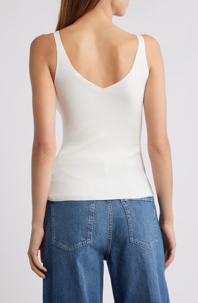 MANGO Gymnastic Rib Knit Tank, Alternate, color, Ecru