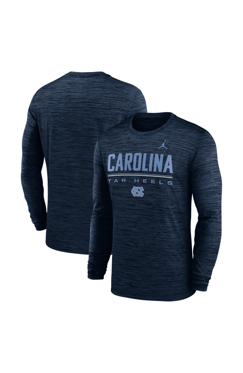 Jordan Brand Men's Jordan Brand Navy North Carolina Tar Heels Sideline Velocity Dri-FIT Long Sleeve T-Shirt, Main, color, Navy