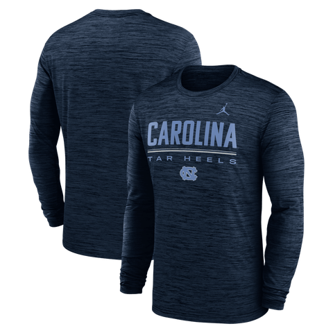 Men's Jordan Brand Navy North Carolina Tar Heels Sideline Velocity Dri-FIT Long Sleeve T-Shirt