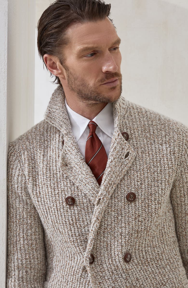 Brunello Cucinelli Striped silk necktie, Alternate, color, Orange