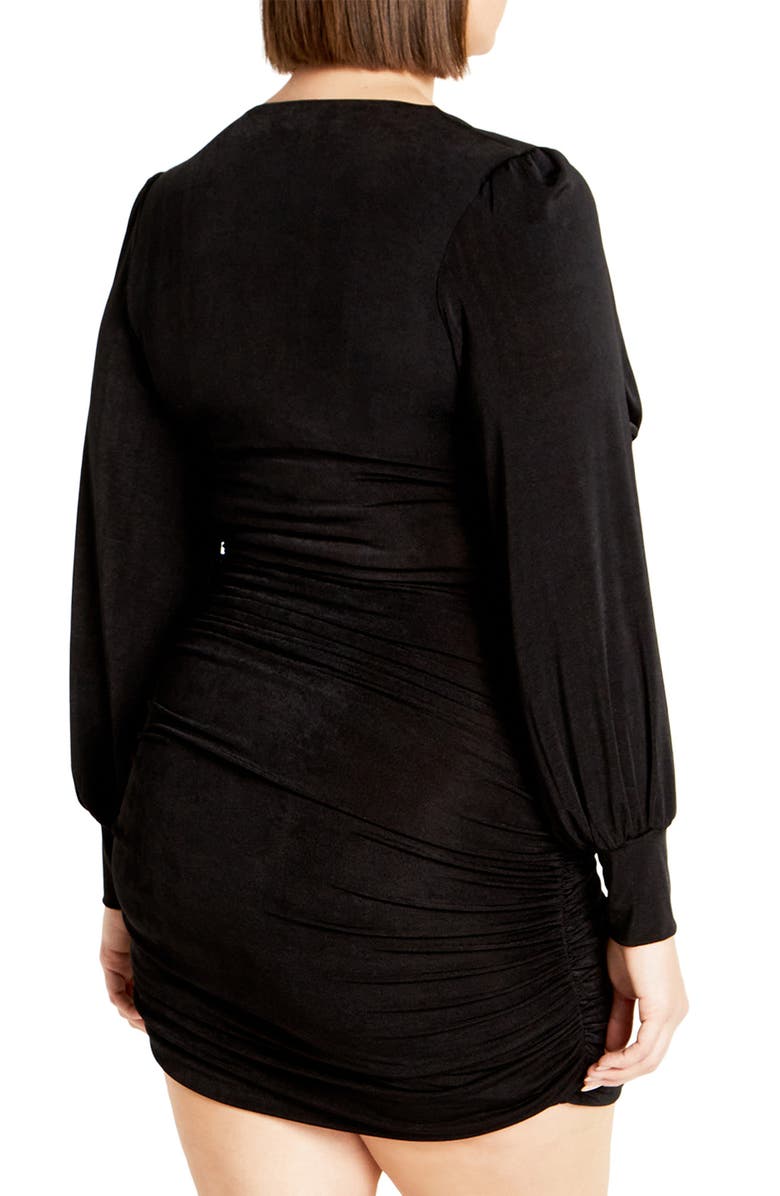 City Chic Maren Long Sleeve Lace-Up Crop Top, Alternate, color, Black