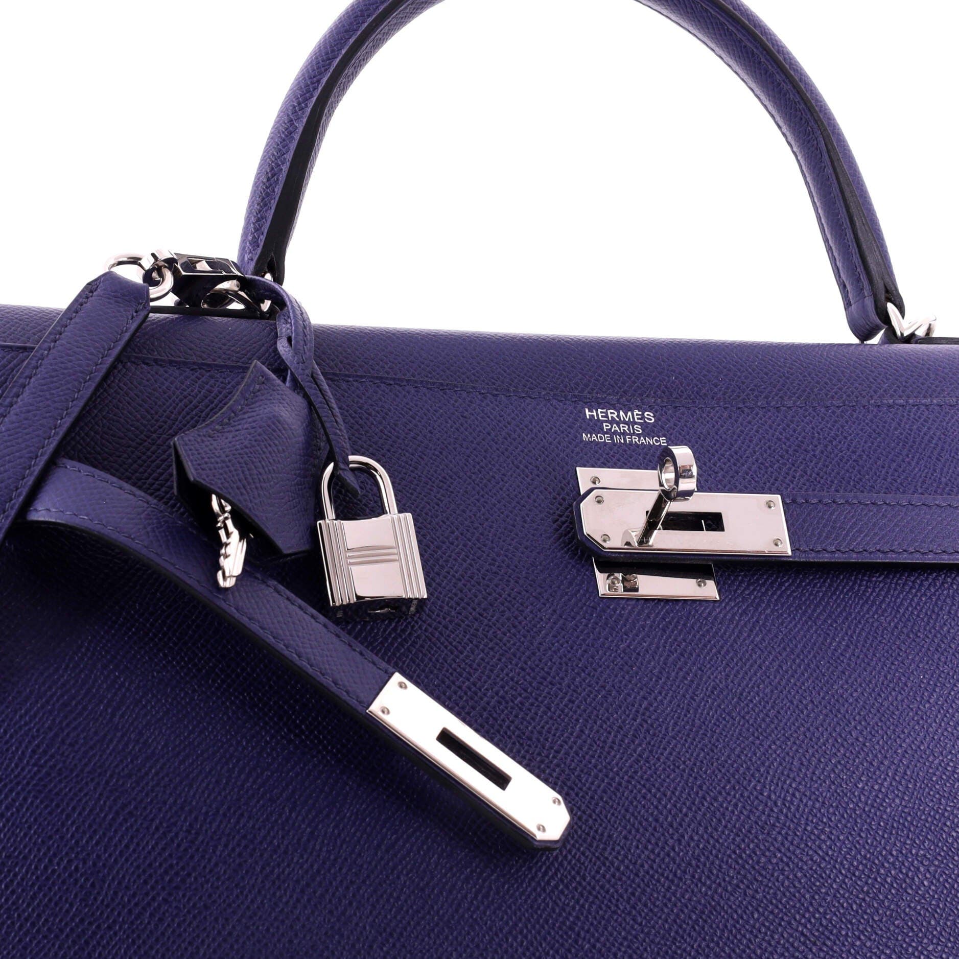Kelly Handbag Blue Epsom with Palladium Hardware 35, Alternate, color, Blue