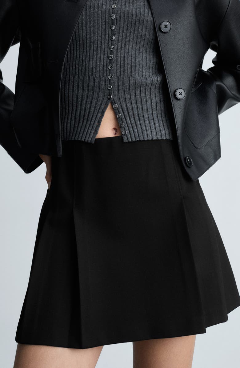 MANGO Pleated Miniskirt, Alternate, color, Black