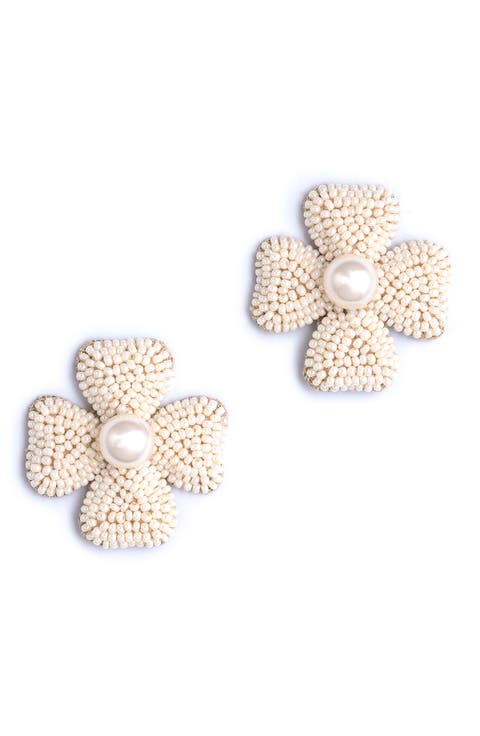 Liora Beaded Flower Drop Earrings